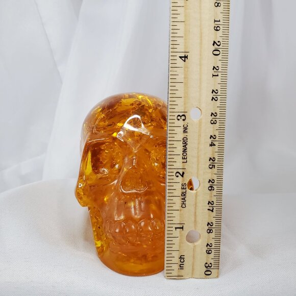 Amber Reconstituted Carved Amber Skull 3.5" x 3.5" x 2" Reconstituted Amber - Picture 6 of 16